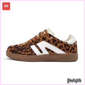 Genuine Leather Retro Sneakers with Gum Sole, Anti-Slip Comfort